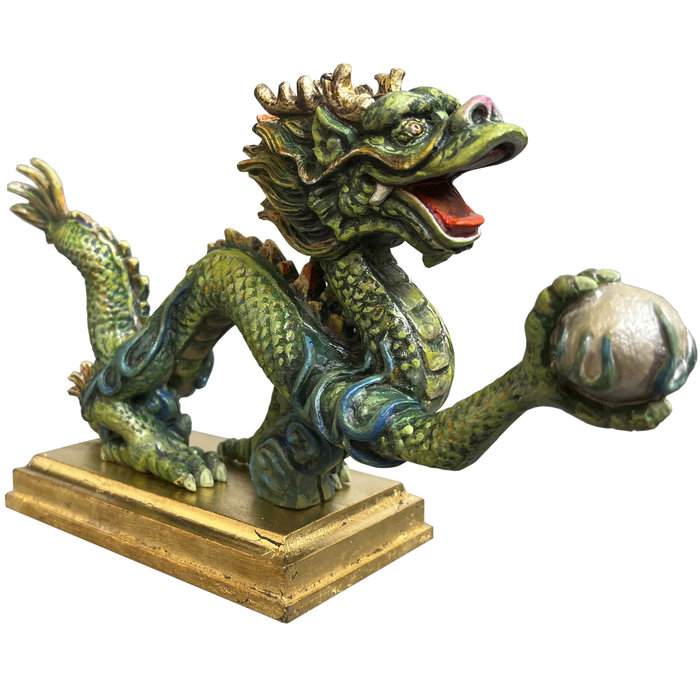 Statuette made of solid alder "Green Oriental Dragon"